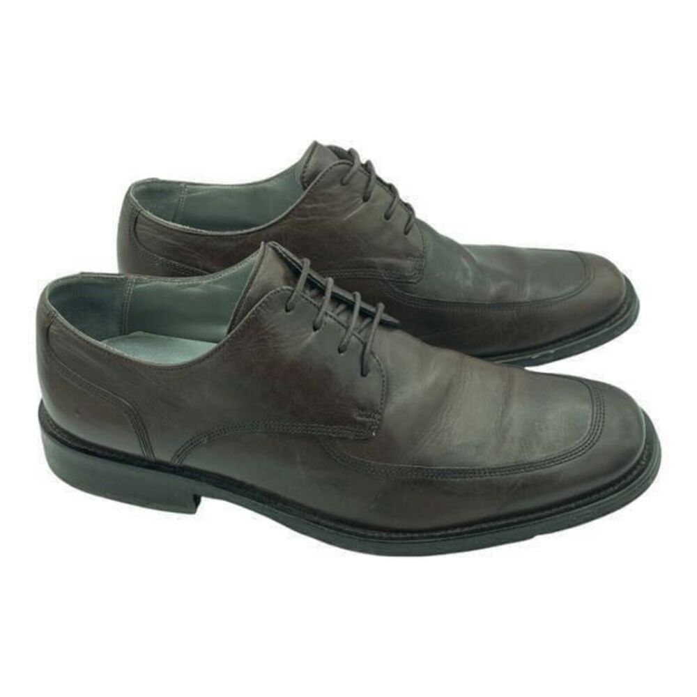 Kenneth Cole New York Size 10 Mens Brown Leather Lace Up Dress Shoes Square Toe